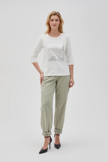 Bluzka z nadrukiem i rękawami 3/4 biała