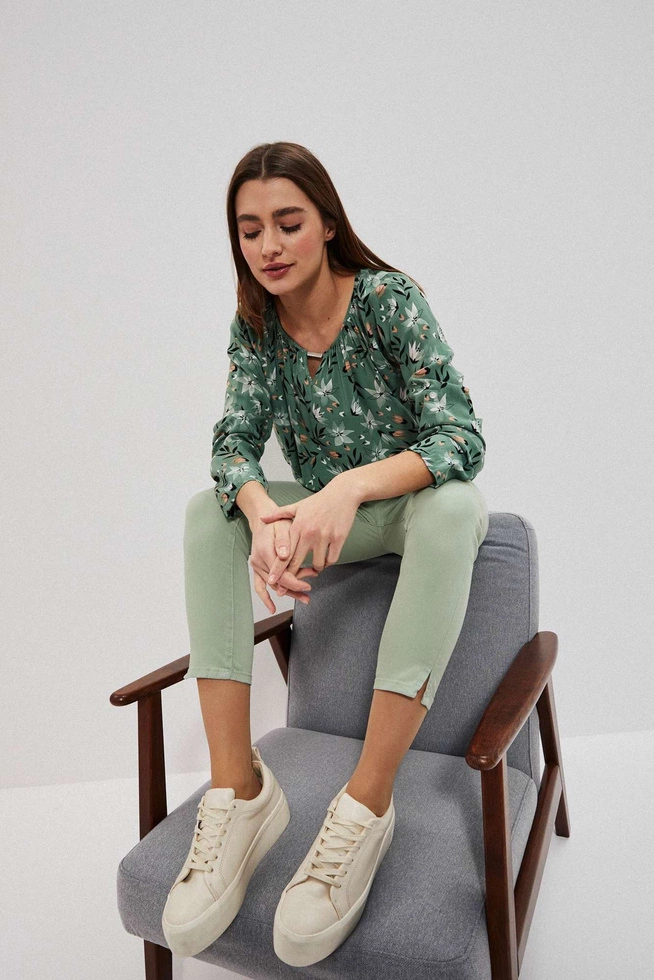 Gładkie spodnie 7/8 patynowe