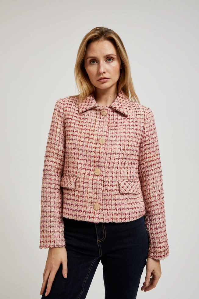 Marynarka zapinana na złote guziki różowa