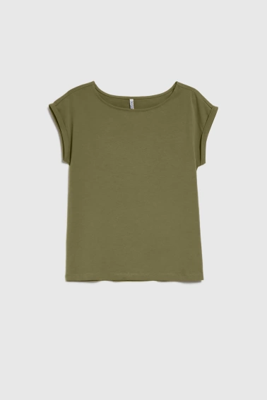 T-shirt z bawełny oliwkowy