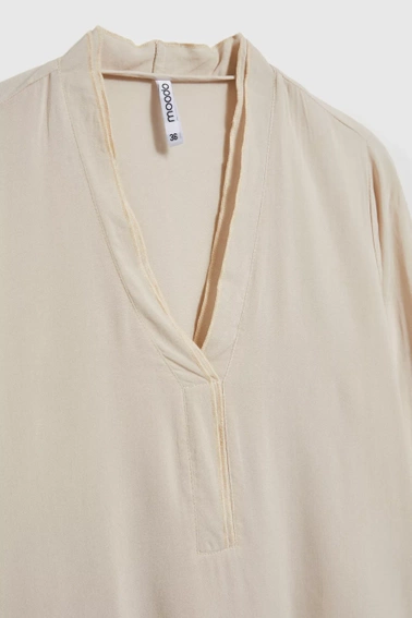 Gładka koszula z długimi rękawami beżowa