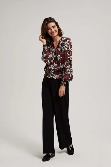 Koszula z kwiatowym wzorem kasztanowa