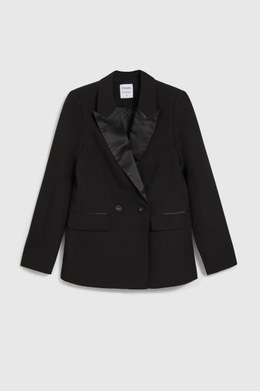 Elegancka marynarka z ozdobnymi klapami czarna