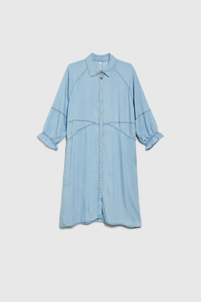 Koszulowa sukienka z lyocell niebieska