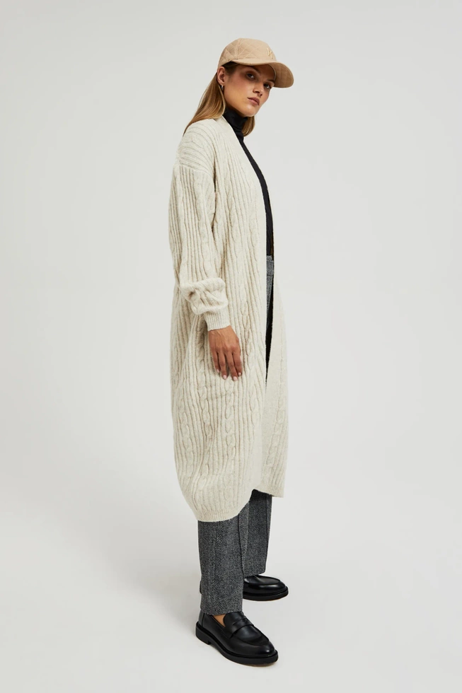 Długi kardigan beżowy