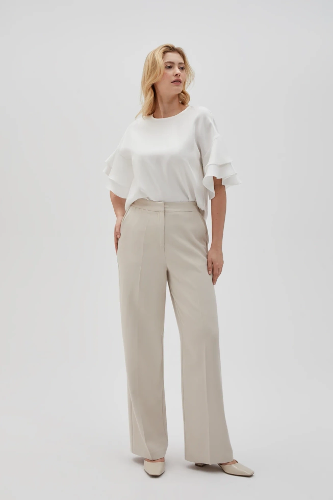 Eleganckie spodnie w kant beżowe
