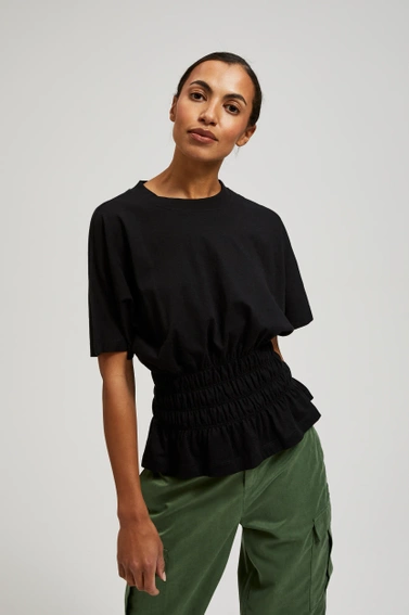 Bluzka z gumą w talii czarna