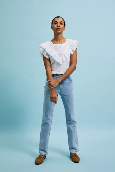 Bluzka z falbaną biała 