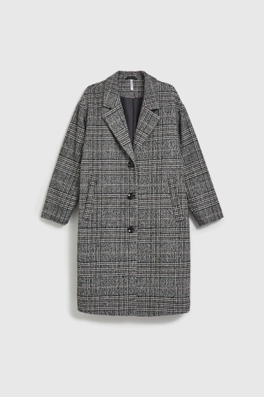 Płaszcz oversize w kratę czarny