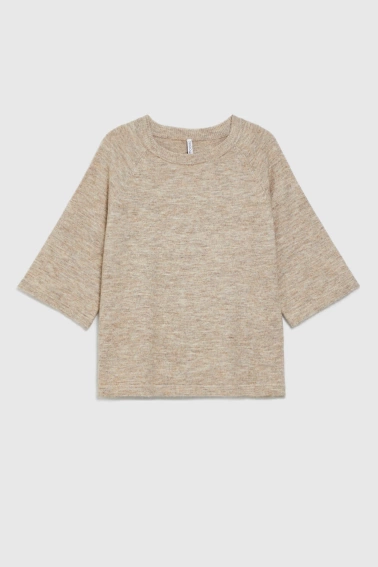 Sweter z krótkimi rękawami beżowy