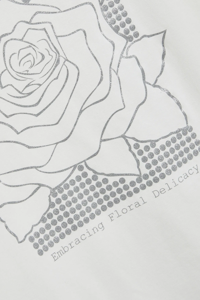 Bluzka z nadrukiem i rękawami 3/4 biała