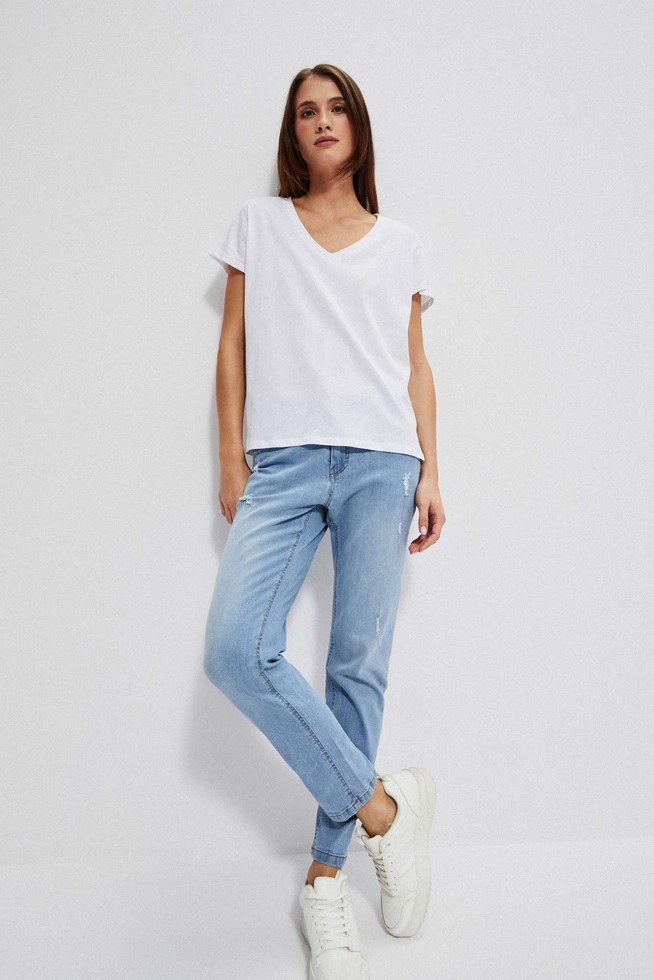 Bawełniana bluzka z dekoltem w serek biała