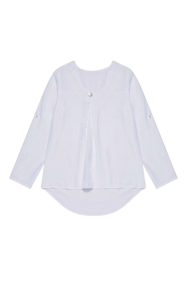 Gładka koszula z wiskozy biała