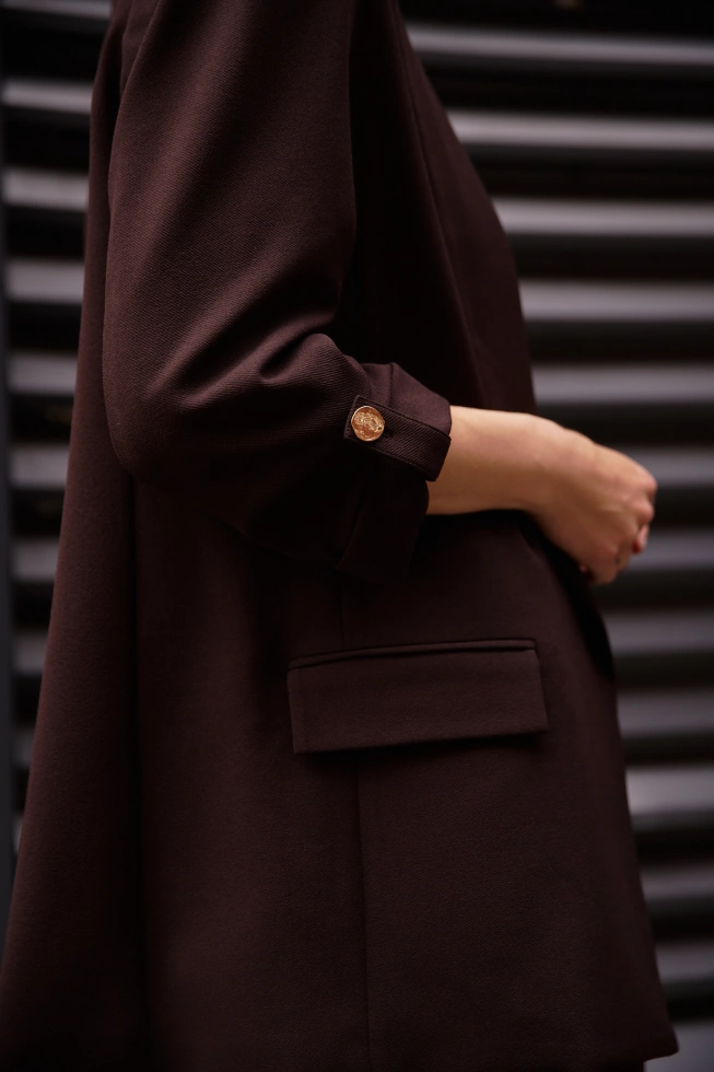 Marynarka z rękawami 3/4 brązowa