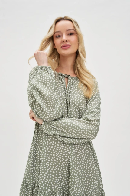 Wiskozowa sukienka oliwkowa