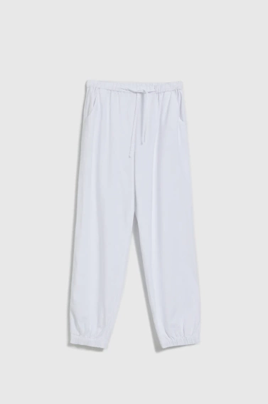 Gładkie wiskozowe spodnie białe