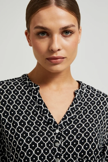 Wiskozowa koszula bez kołnierzyka czarna