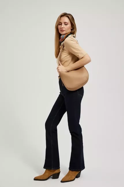 Torebka na długim regulowanym pasku beżowa