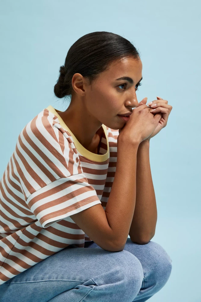 Bluza w paski brązowa