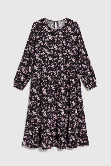 Sukienka midi w kwiatki czarna