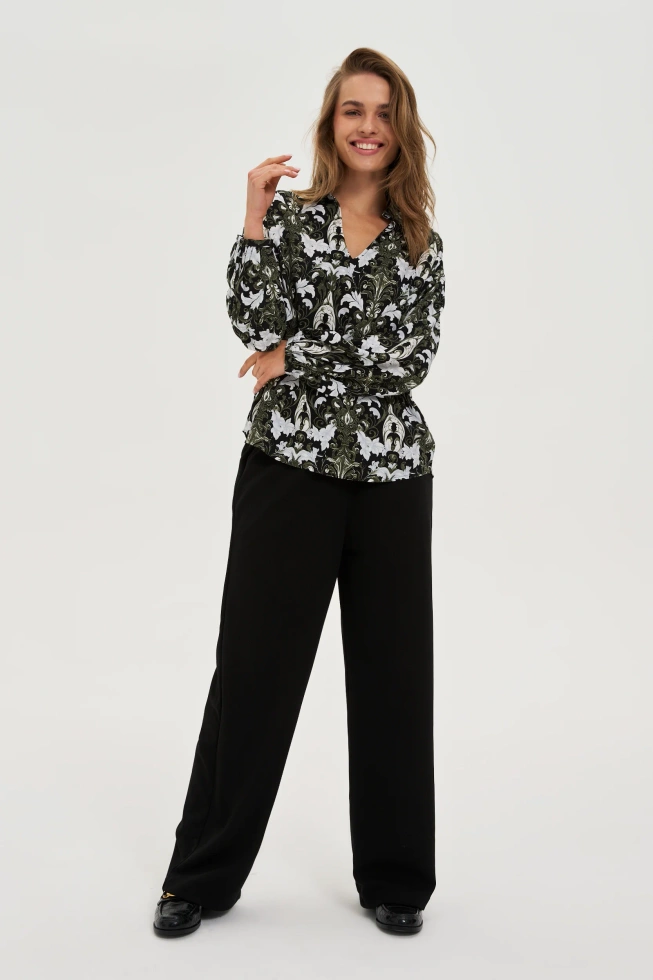 Koszula z wiskozy ciemnooliwkowa