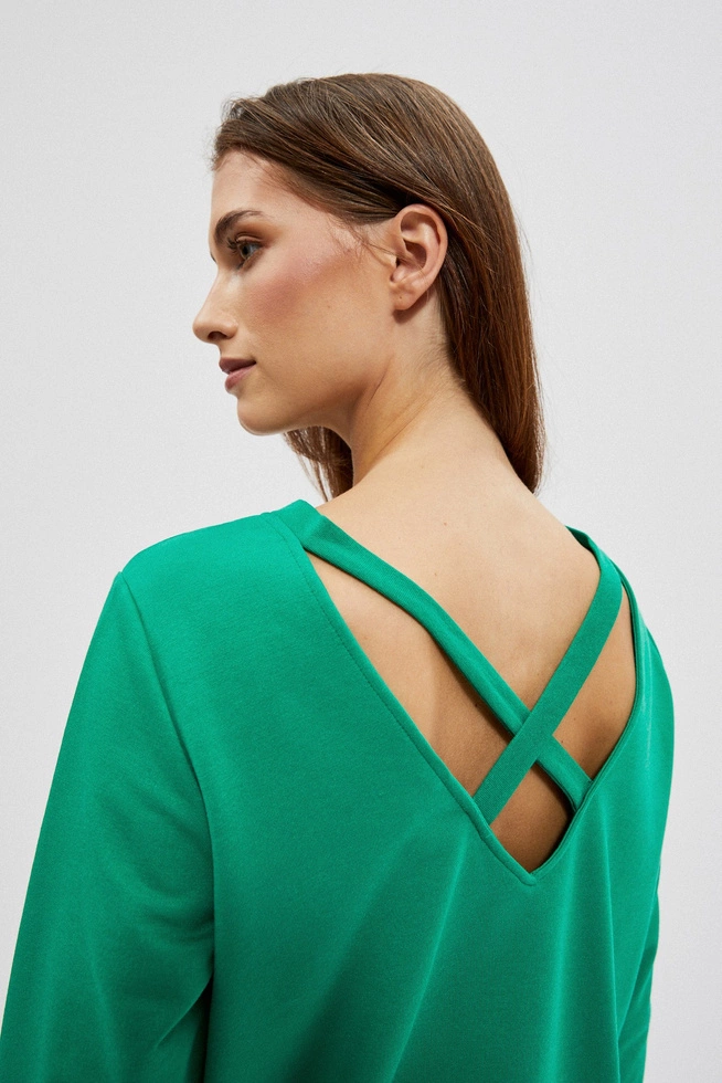 Bluza z dekoltem na plecach zielona