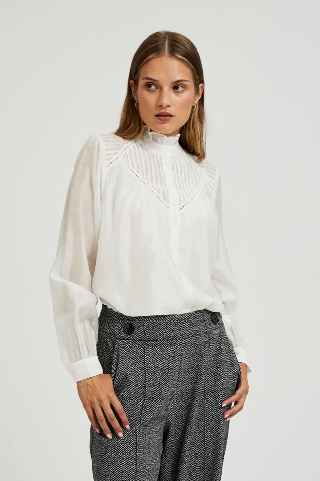 Bawełniana koszula z falbankami biała