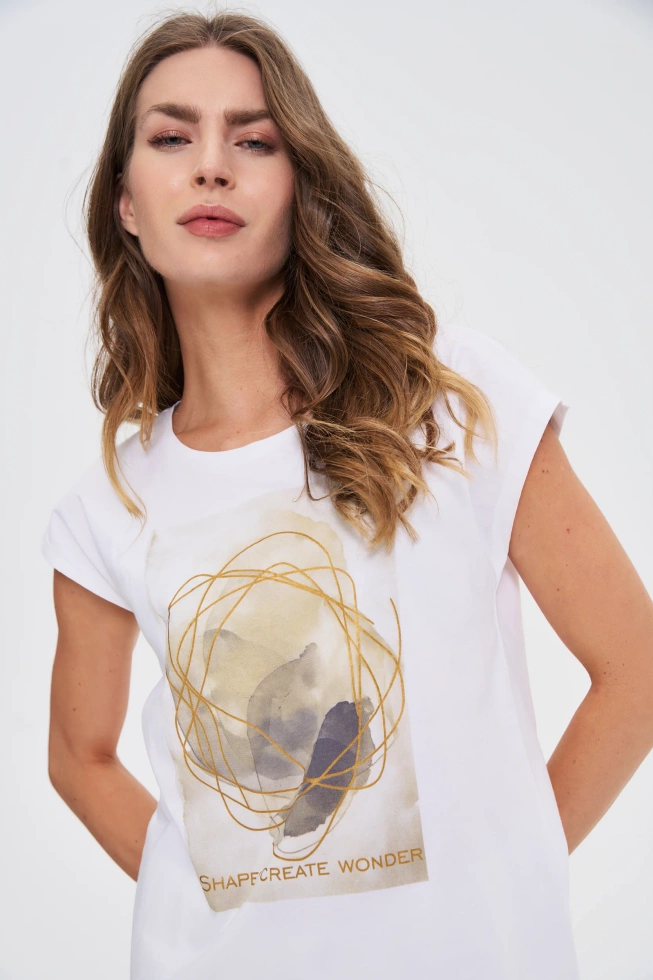 T-shirt z printem biały