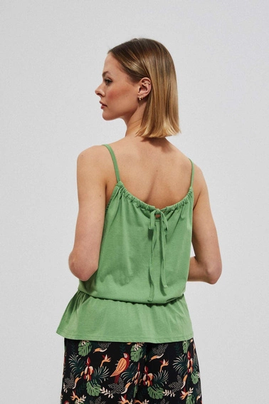 Bawełniany top na ramiączkach malahitowy