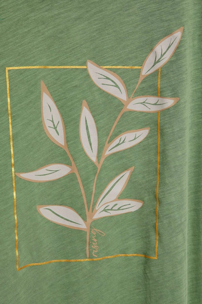 T-shirt z nadrukiem oliwkowy