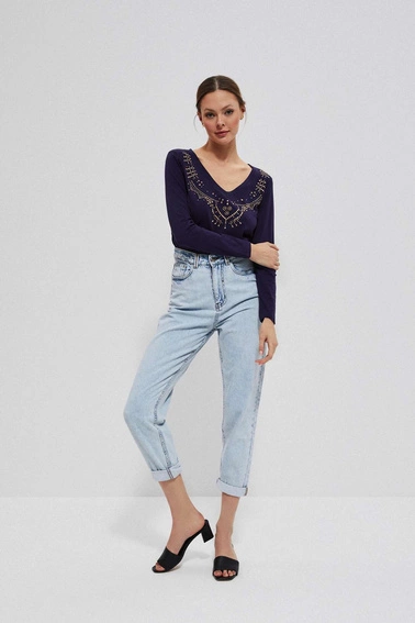 Bawełniana bluzka z dżetami