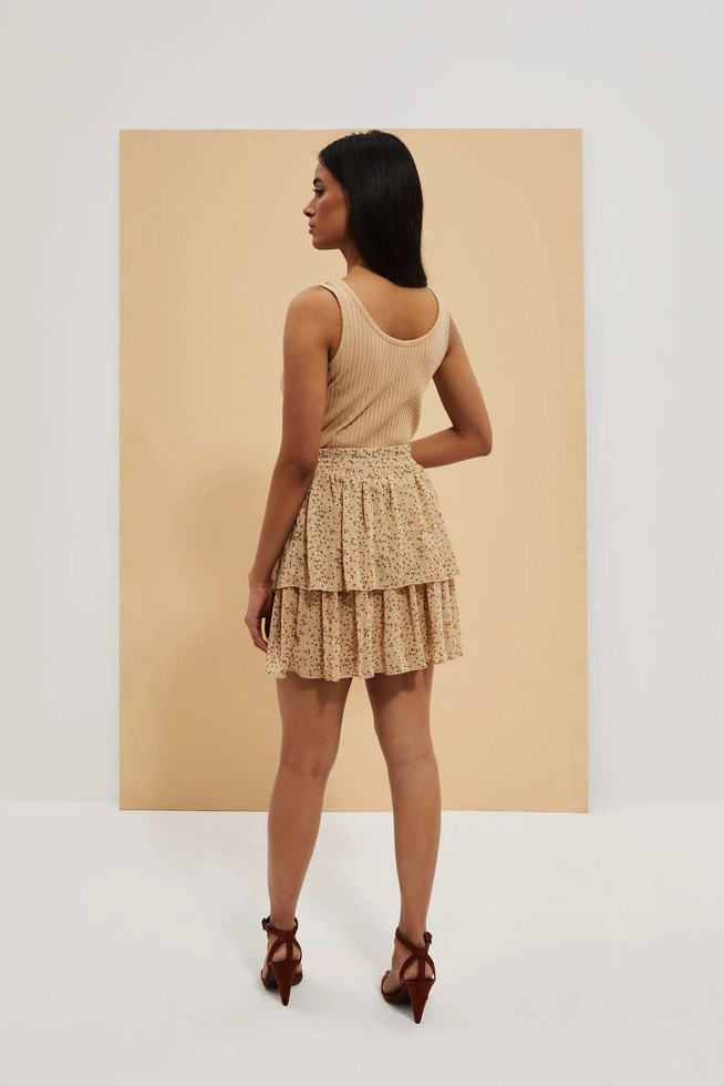 Spódnica mini z falbanami ciemnobeżowa