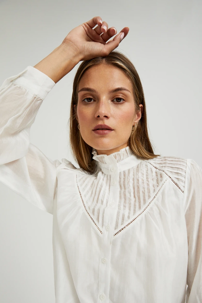 Bawełniana koszula z falbankami biała