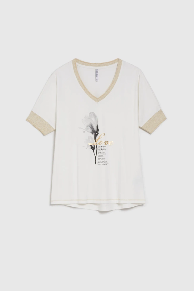 Bawełniana bluzka z nadrukiem biała