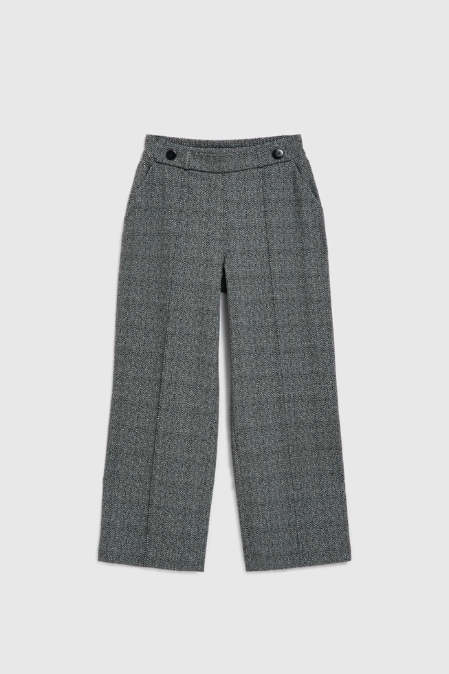 Spodnie z prostymi nogawkami w kant szare