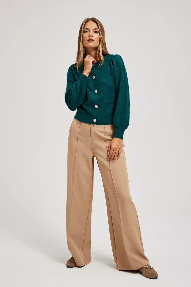 Kardigan z ozdobnymi guzikami szmaragdowy