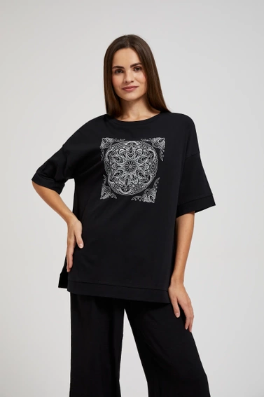 Bluzka oversize z krótkimi rękawami czarna