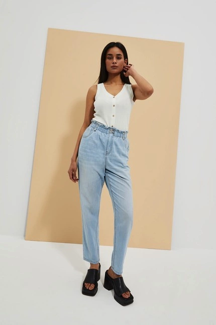 Jeansy paper bag błękitne