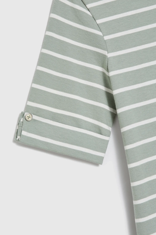 Bawełniana bluzka w paski oliwkowa