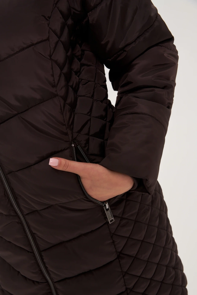 Kurtka z ocieplanym kapturem brązowa
