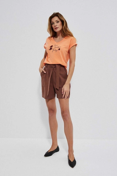 Bawełniana bluzka z nadrukiem łososiowa