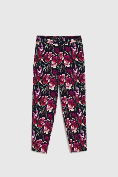 Spodnie w kwiaty granatowe