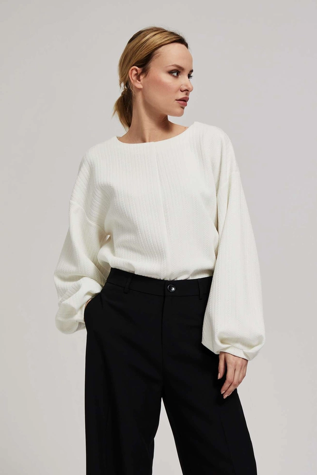 Bluza z bufiastymi rękawami perłowa