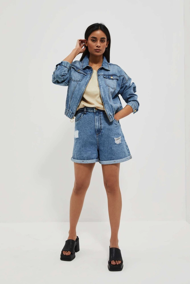 Szorty z przetarciami niebieskie