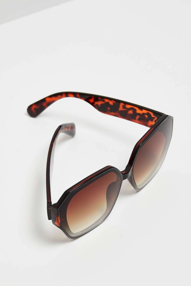 Okulary przeciwsłoneczne prostokątne w zwierzęcy wzór brązowe