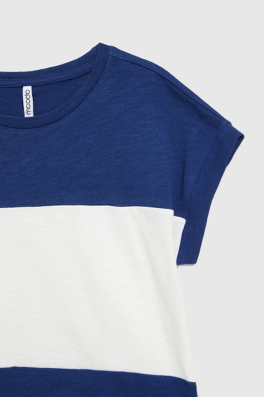 Bluzka w szerokie paski granatowa