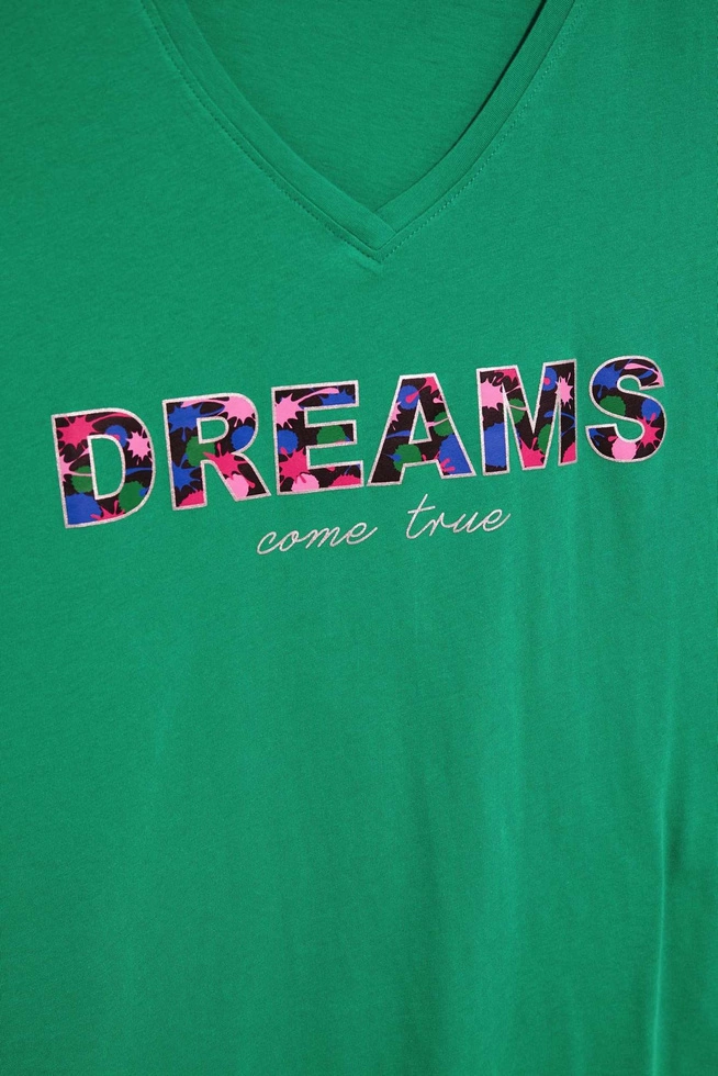 Bawełniana bluzka z napisem zielona