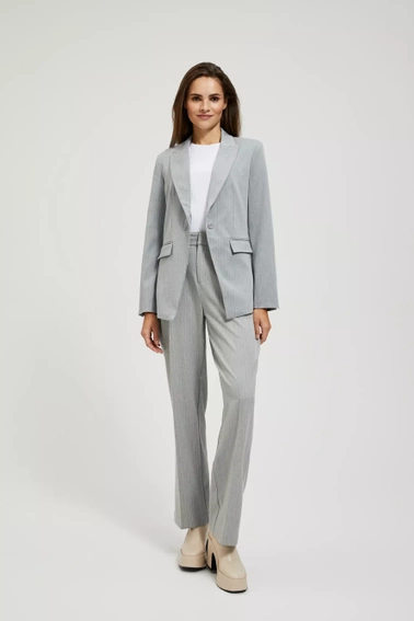 Marynarka jednorzędowa w delikatne paski szara