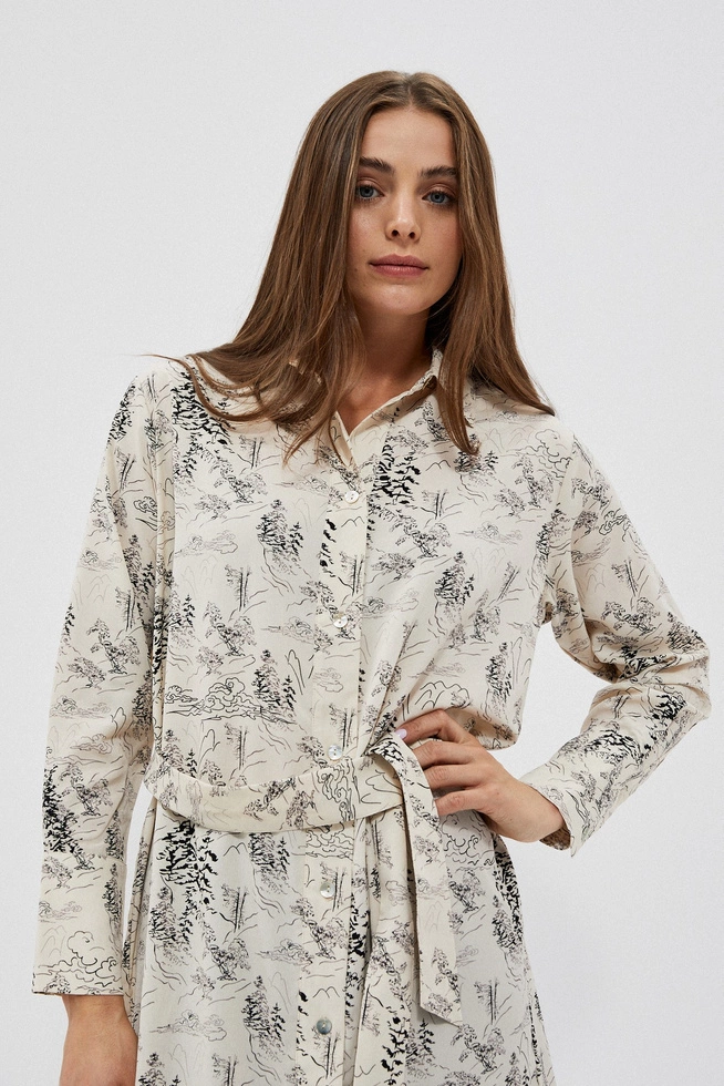 Sukienka z nadrukiem i paskiem