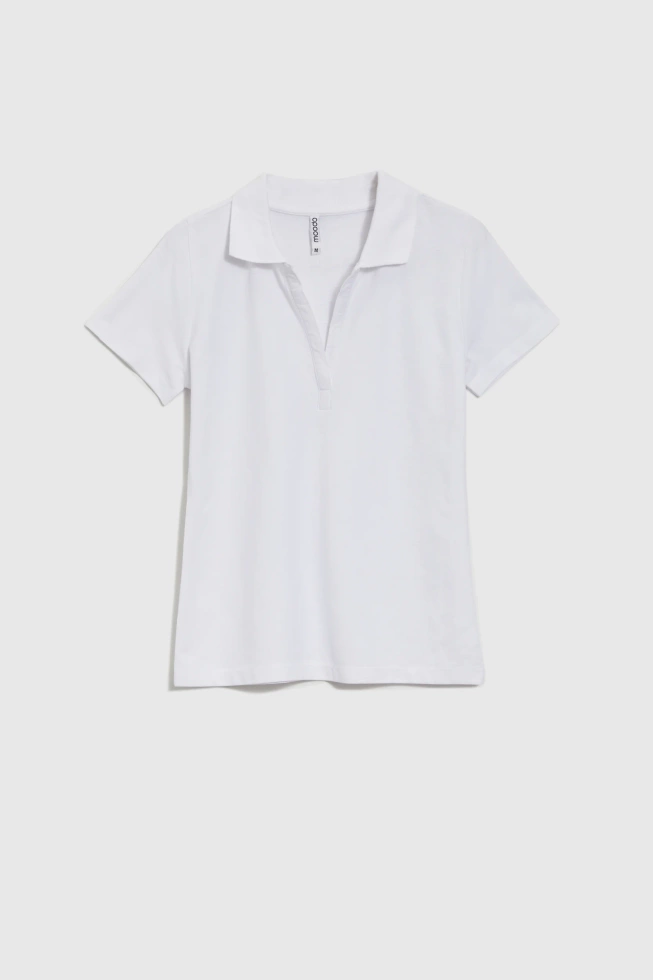 Bawełniana bluzka z kołnierzykiem biała